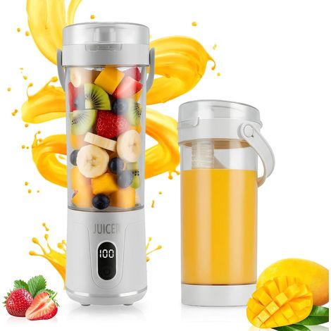 Portable 600ml Cordless Mini Blender,  USB Rechargeable Personal Blender,  Powerful Cutting Power with 12 Blades,  Fruit,  Veggie Juicer Cup,  Portable Smoothies,  Protein Shakes (1/5)