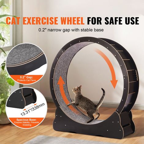 Roue d'exercice en bois pour chat, grand tapis roulant 110 cm pour chats d'intérieur, roue de course avec moquette amovible et jouet, pour course/marche/éducation, convient à la plupart des chats (1/5)