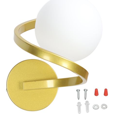 Ortviai Applique murale LED moderne en verre blanc et fer, spirale design élégant pour escalier, salon, chambre, couloir