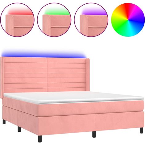 Maison Exclusive - Boxspringbett mit Matratze & LED Rosa 180x200