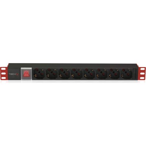 Techly Professional 025725 Multipresa 8 Posti da Rack 19" con Interruttore Connettore C14 1U Nero/Rosso (1/5)