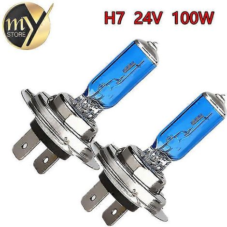 Lot de 2 ampoules halogènes H7 100 W 24 V, feux de brouillard ultra-lumineux, éclairage de phares de voiture haute puissance, blanc 5500 K (1/5)