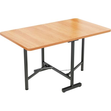 Table à manger élégante, moderne et minimaliste en couleur bois naturel – Table à manger extensible 120 cm x 80 cm, pliable et rangeable, style moderne minimaliste, support en alliage haute résistance (1/5)