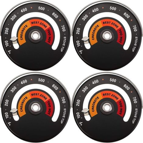 (4 Pièces) Thermomètre Magnétique Thermomètre Poêle à Bois Thermomètre de Conduit de Cheminée Thermomètre de Température Poêle pour Éviter un Ventilateur Endommagé par une Surchauffe (1/5)