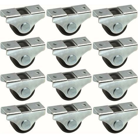 12 x 25 mm Universal-Möbelrollen, Mini, Schwarz, Rollen für Bettbeine, Schränke, Trolleys, Mülleimer, Aufbewahrungstische (1/5)