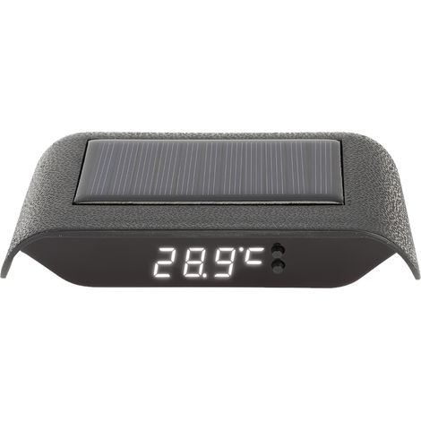 Horloge solaire portable à LED lumineuse, horloge numérique pour véhicule, voiture, camion, accessoire de décoration, blanche (1/5)