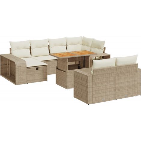 Maison Exclusive - Set de sofás de jardín 11pzas con cojines ratá (1/3)