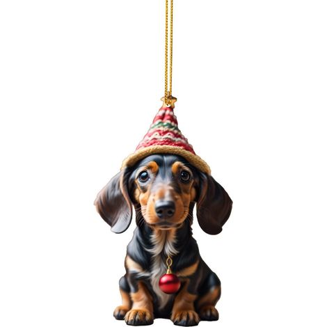 Guirlande Chien - Décoration Arbre De Noël En Acrylique - Pendentif Dachshund - 8 x 7 cm - 1 Pièce (1/3)
