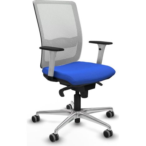 Chaise de bureau piqueras y crespo Haches blanc aluminium maille (1/2)