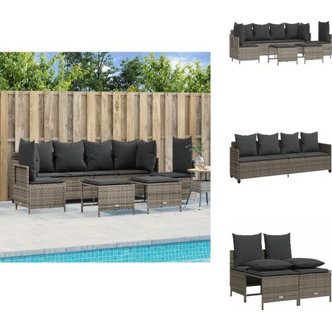 Salon de jardin 5 pcs avec coussins gris résine tressée - Ensemble Salon De Jardin - Salon De Jardin Extérieur - Mobilier De Jardin - Canapé Jardin - Chaise Lounge (1/5)