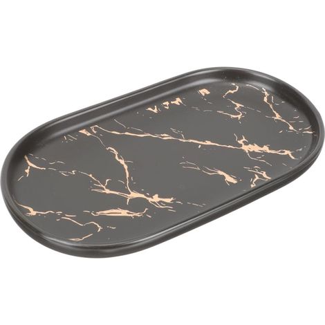 Plateau de Rangement en Céramique Style Marbre pour Salle de Bain Surface Lisse et Facile à Nettoyer, pour Clés et Tasses Près du Lavabo'-'- (1/5)