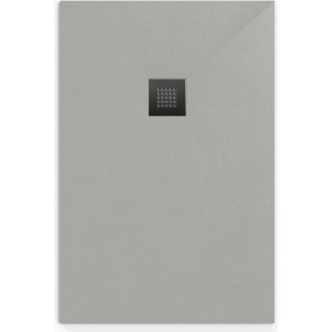 Swiss Aqua Technologies Alek Rechteckige Duschwanne 100x90 cm mit Siphon, aus Gussmarmor, Grau (SATALEK10090S-S)