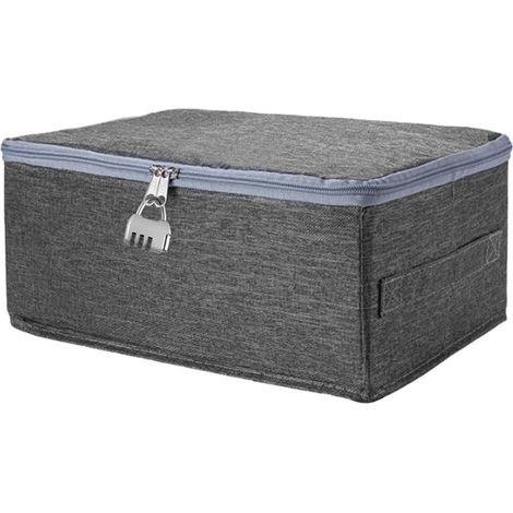 Boîte De Rangement Pliable - 1 Unité - Tissu Oxford - Avec Serrure À Combinaison - Pour Jouets Ets - 30x20x14cm (1/5)