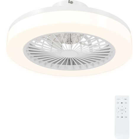 Ventilateur de plafond, avec télécommande, avec minuterie, éclairage LED, blanc, 16 cm, pour maison bureau salon, air frais maison (1/5)