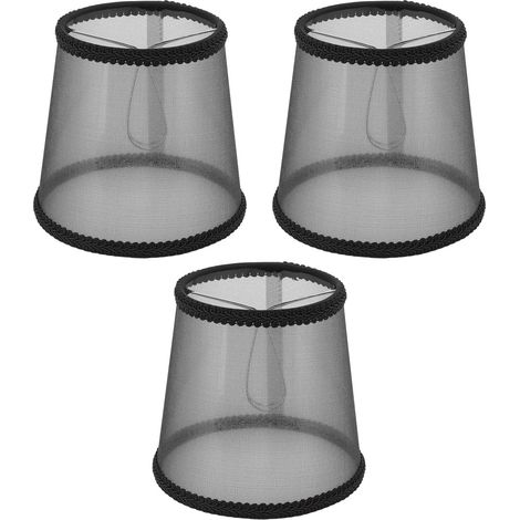 de 3 abat jour modernes en tissu noir transparent culot E14 (1/5)