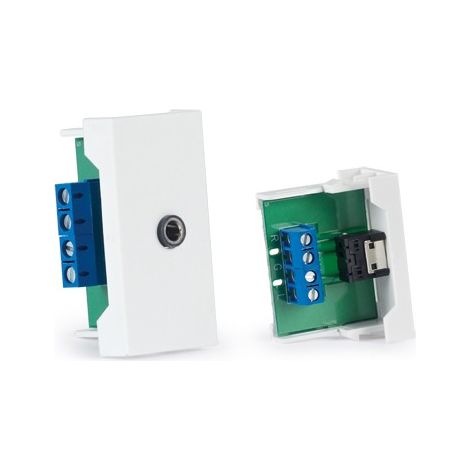 Pannello di collegamento Fonestar con spina jack stereo da 3,5 mm, morsetti a vite, dimensioni 22,5 x 45 x 33,3 mm