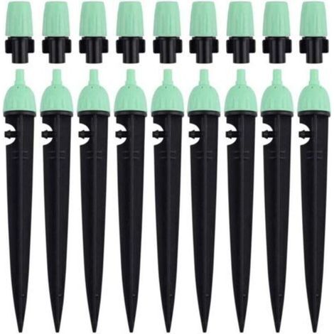 Goutteurs d'irrigation Ulisem avec connecteur, 20 pièces, arroseurs à débit d'eau réglable à 360 degrés, 2 en 1, pour système d'irrigation goutte à goutte (vert)