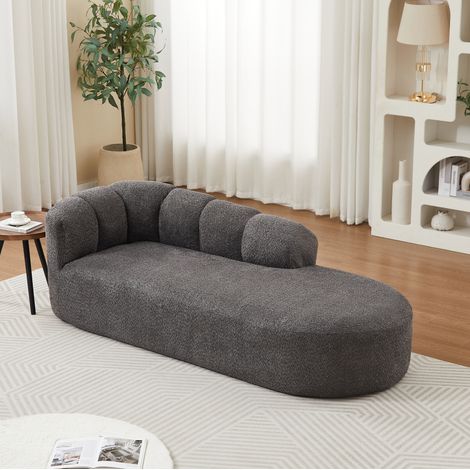 Chaise longue in ciniglia antracite con schienale ondulato e design senza braccioli (1/5)