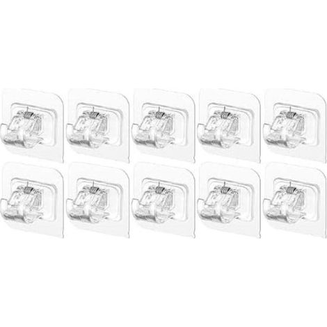 Support de tringle à rideau - 10 pièces - Crochet à rideau - PVC - Auto-adhésif - Sans percer - Support de tringle à serviette - Fixation murale - Pour rideau ou armoire - 66CM - Transparent (1/5)