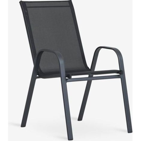 ORION91oficial® - Silla Jardín  Apilable  Color Negro Antracita   Asiento Textilene - spaziOrion91 - Pack x2 (1/5)
