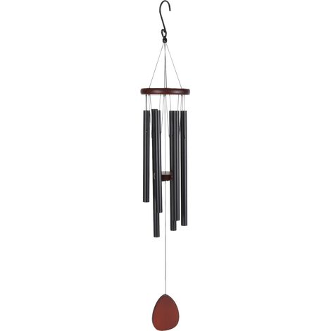 Carillon commémoratif pour chien, en bois et aluminium étanches, pour la mémoire d'un chien disparu. Cadeau de sympathie pour le jardin et la décoration intérieure. Fin, noir, 81 cm (32 pouces). (1/5)