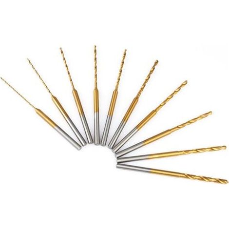 Mini Forets Gravure - 10 pièces 0.6-2.2 mm Tige 2.35 mm Titane - Bois Résine Plastique Porte-Clés Bijoux (1/5)