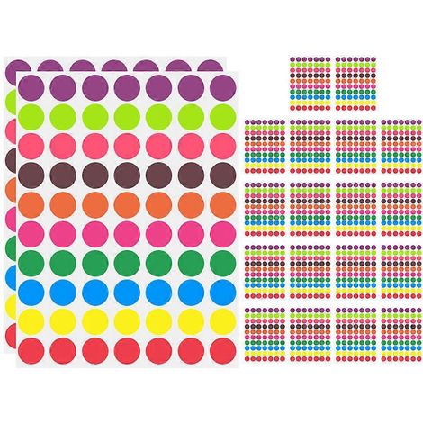 1400 autocollants ronds adhésifs vierges de couleur-22.00X14.70X0.10CM (1/3)