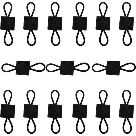 Attaches Élastiques Molle - Pour Sangle Nylon Résistant - Organisation Câbles Équipement - Lot De 15 - Noir (1/3)
