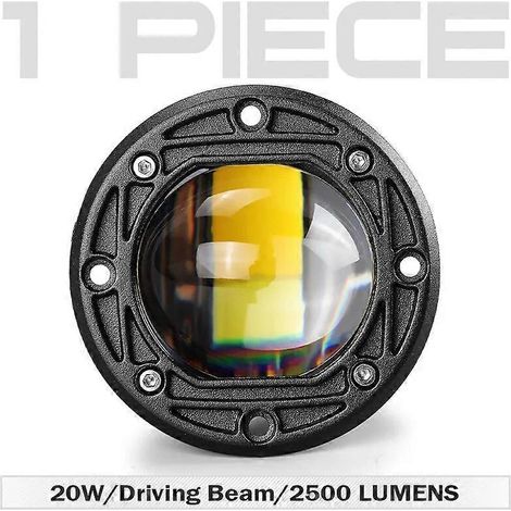 Phare de travail LED encastré de 7,6 cm (3 pouces) pour voiture, feu de route LED blanc 6000K, feu antibrouillard jaune 3500K pour moto, quad, camion tout-terrain, 1 pièce, rond (1/5)
