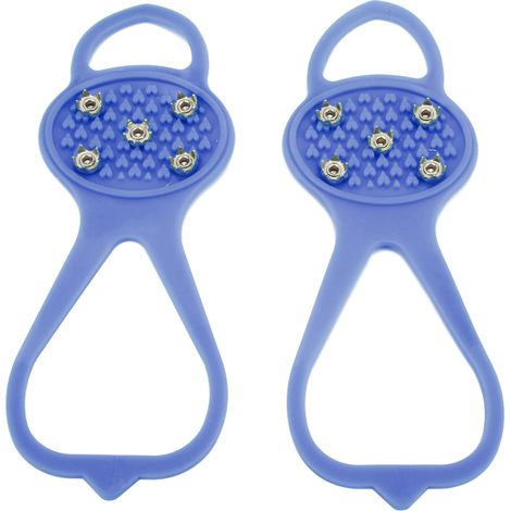1 Paar/Set 5-Zahn-Steigeisen mit Anti-Rutsch-Technologie Starker Halt Strapazierfähige 5-Zahn-Winterkletterschuhüberzüge Blau M (35-41) (1/5)
