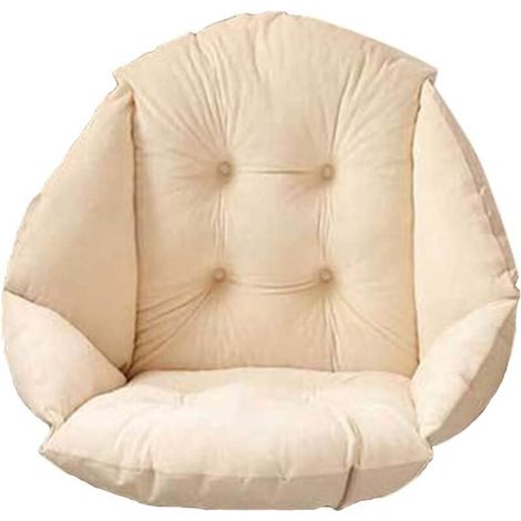 Coussin de Chaise avec Dossier siège Coquille Fauteuil Douillet Elastique Impermeable pour en Paille Jardin 40 48cm Velours Rotin Beige (1/5)