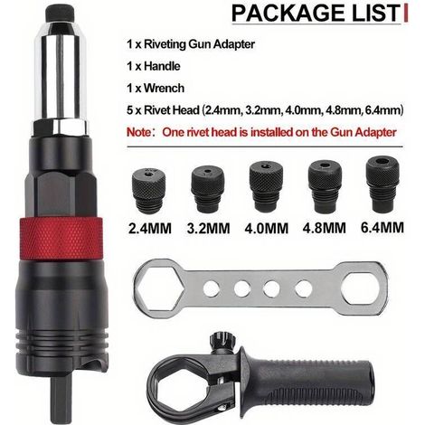 ALLIANDISKit de Machine à Riveter Professionnelle Multifonctionnelle 2,4-6,4 mm - Adaptateurs Perçage & Poignées Clés - Idéal pour Bricolage & Atelier Artisans & Bricoleurs (1/4)