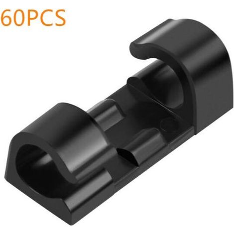 60 pieces of cable ties, cable holder with adhesive base, cable tie set for desk, power cord, black (1/5)