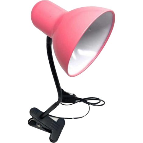 Lampada da Tavolo in Metallo con Braccio flessibile Testa Girevole e pinza Attacco E27 Ideale per Scrivania lettura studio - Colore: Rosa