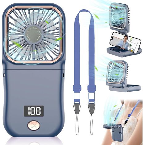 Ventilador portátil,Ventilador de bolsillo de mano,Mini ventilador portátil recargable con pantalla LED,Pequeños ventiladores personales Ventilador de mano plegable para oficina,mesa,viajes,al aire li (1/5)