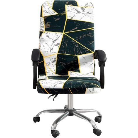 Housse de Chaise de Bureau, Démontable Elastique Simplissime Style Housse avec motif géométrique pour Fauteuil de Bureau Extensible Protection pour Chaise d'ordinateur(L)