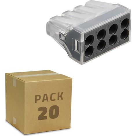 Pack 20 Conectores Rápidos 8 Entradas 0.75-2.5 mm² Gris (1/3)