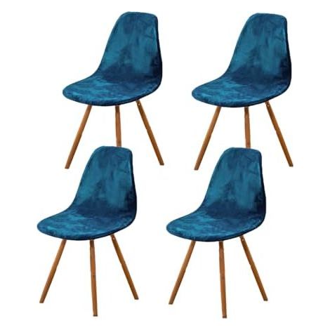 Housse de Chaise Scandinaves Lot de 4, Extensible Housse de Chaise de Salle à Manger, Velours Bleu Universelle Couverture de Chaise sans Accoudoirs pour Décoration de Salon Cuisine Maison (1/4)