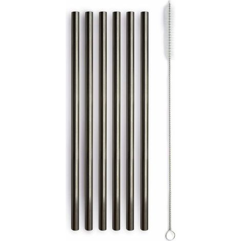 WD LifeStyle Set 6 Cannucce in Acciaio Inox H 21 Cm con Scovolino Colore Nero (1/2)