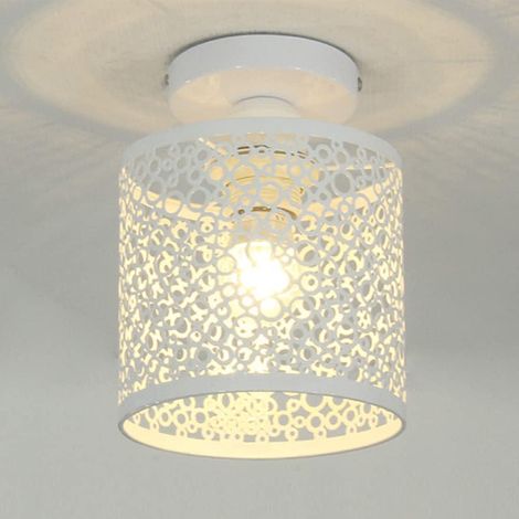 Retro Plafonnier Industrielle en Métal Cage,Fer Lustre Suspension Luminaire pour Salon Salle Chambre,Lampe de Plafond rétro vintage Plafonnier(Blanc) (1/5)