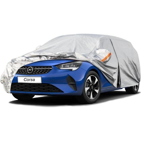 Autoplane Wasserdicht für Opel Corsa (1993-2025) 6-Schichten Vollgarage mit Reflektoren Silber (1/5)