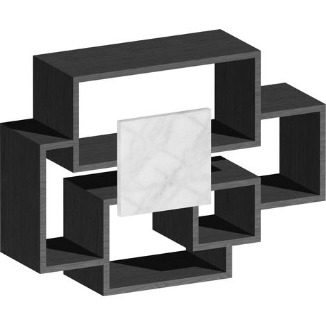 Sorrento - Scaffale a parete in legno melaminico 132x30xH75 cm, colore nero
