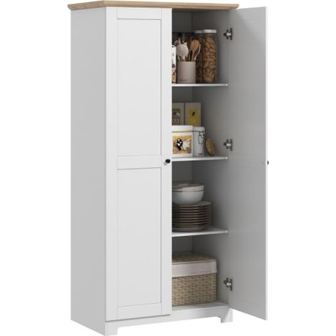 172cm Freestanding White Kitchen Cupboard with Doors and Shelves, Modern Storage Cabinet for Dining Room and Pantry Use (1/5)