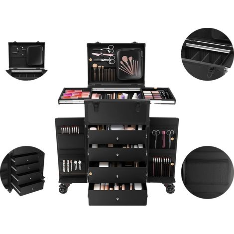 Trousse de maquillage, alliage d'aluminium, dimensions totales 403080cm, capacité de charge 30kg, poids brut 10kg, taille de la partition unilatérale 2022cm (1/5)