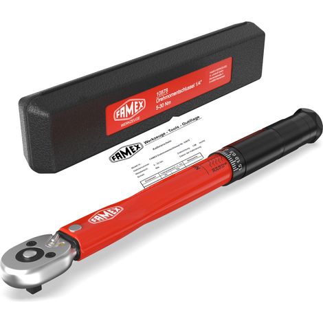 Clé dynamométrique 1/4' carré 5-30 Nm – Précision ±3% – Mécanisme réversible pour vélo – 10878 – Famex (1/4)