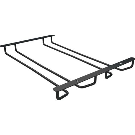 Porte-verres à vin suspendu en acier inoxydable Porte-verres à égouttoir inversé (2 fentes 30cm noir) (1/4)