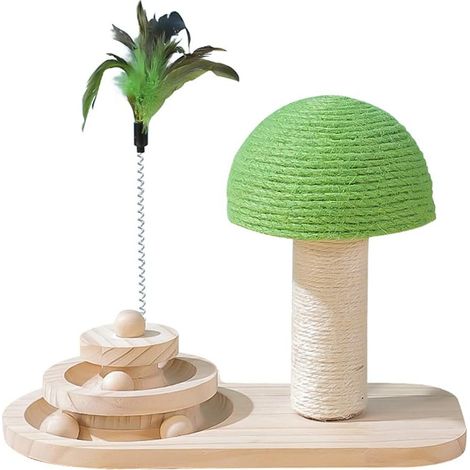 Jouet pour chat champignon à trois couches, jouet pour chat à plateau tournant à trois couches, jouet pour chat interactif, poteau à gratter pour champignon, jouet d'enseignement pour chat-Fei Yu (1/5)