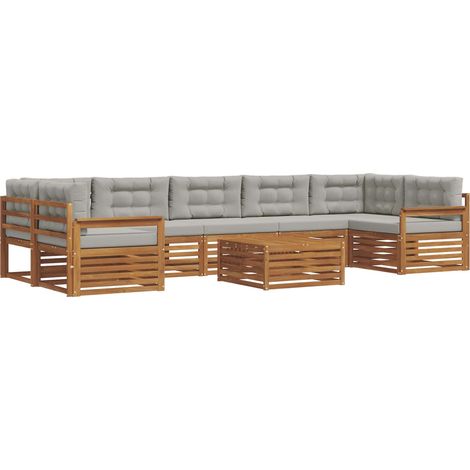 Outdoor Sofa Set with Cushion 8 pcs Natural and Light Grey vidaXL (1/5)