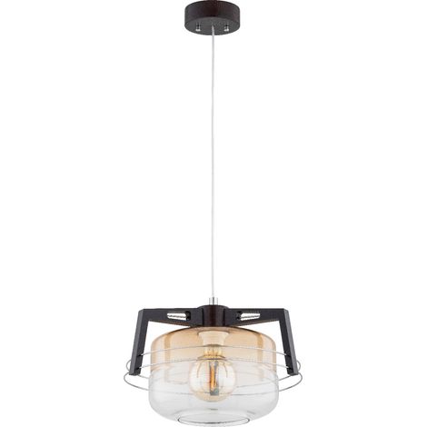 Suspension ISKAR Alfa bois foncé verre E27 15W Ø36cm (1/3)