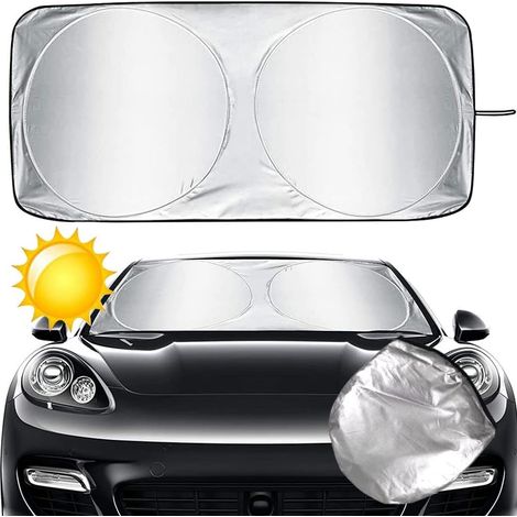 Pare-Brise-Soleil Pare Soleil Voiture,Pare-soleils Intérieur Pliable Pare Soleil Pare Brise,pour Voiture Anti UV et la Chaleur (Small), argent (1/4)